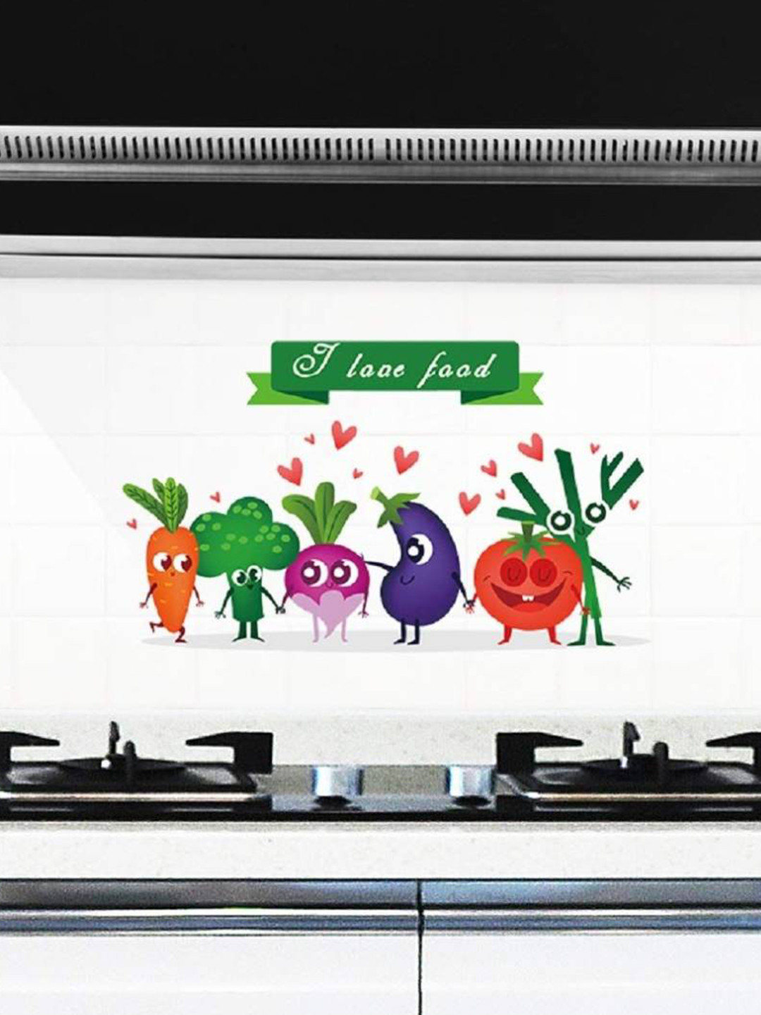 Jaamso Royals Green & Red Mix Vegetables Design Removable Kitchen Wall Stickers