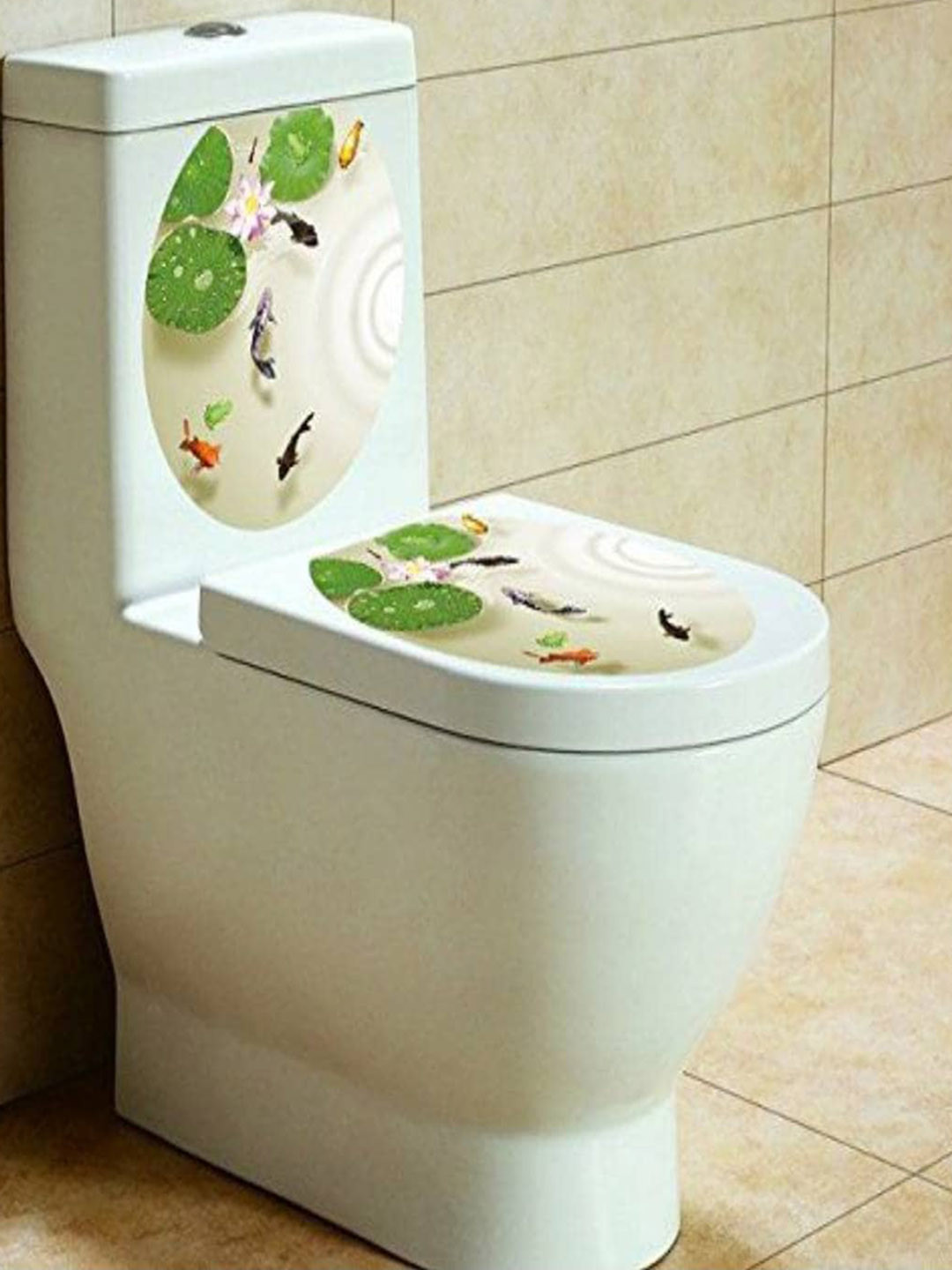 Jaamso Royals White & Green Sea Creature Bathroom & Toilet Wall Sticker