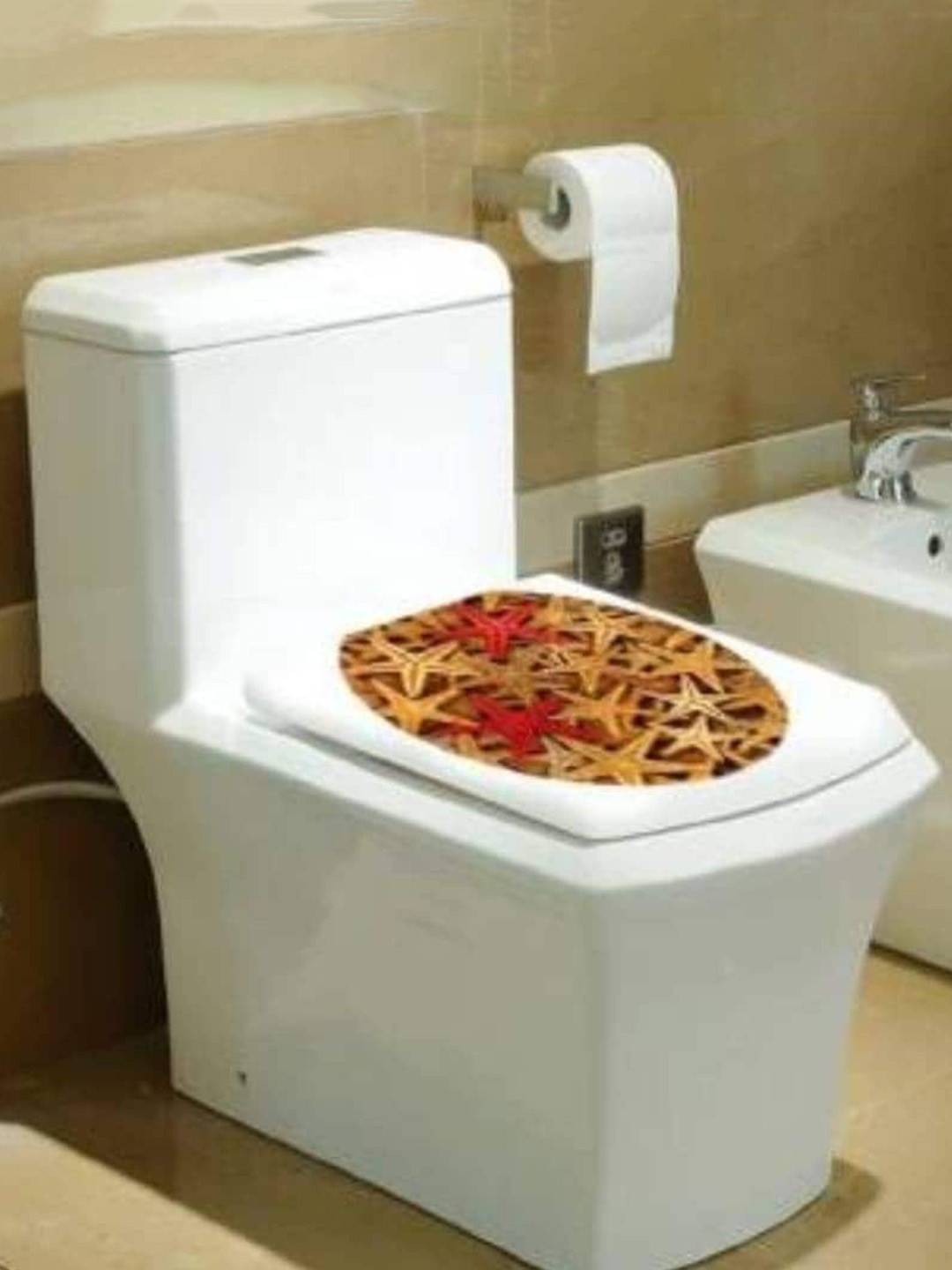 Jaamso Royals Brown Self Adhesive Toilet Wall Sticker