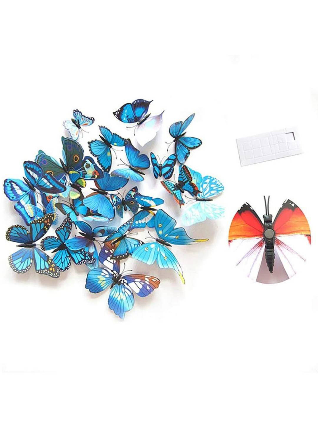 Jaamso Royals 12 Pcs Blue 3D Butterfly Self Adhesive Wall Sticker