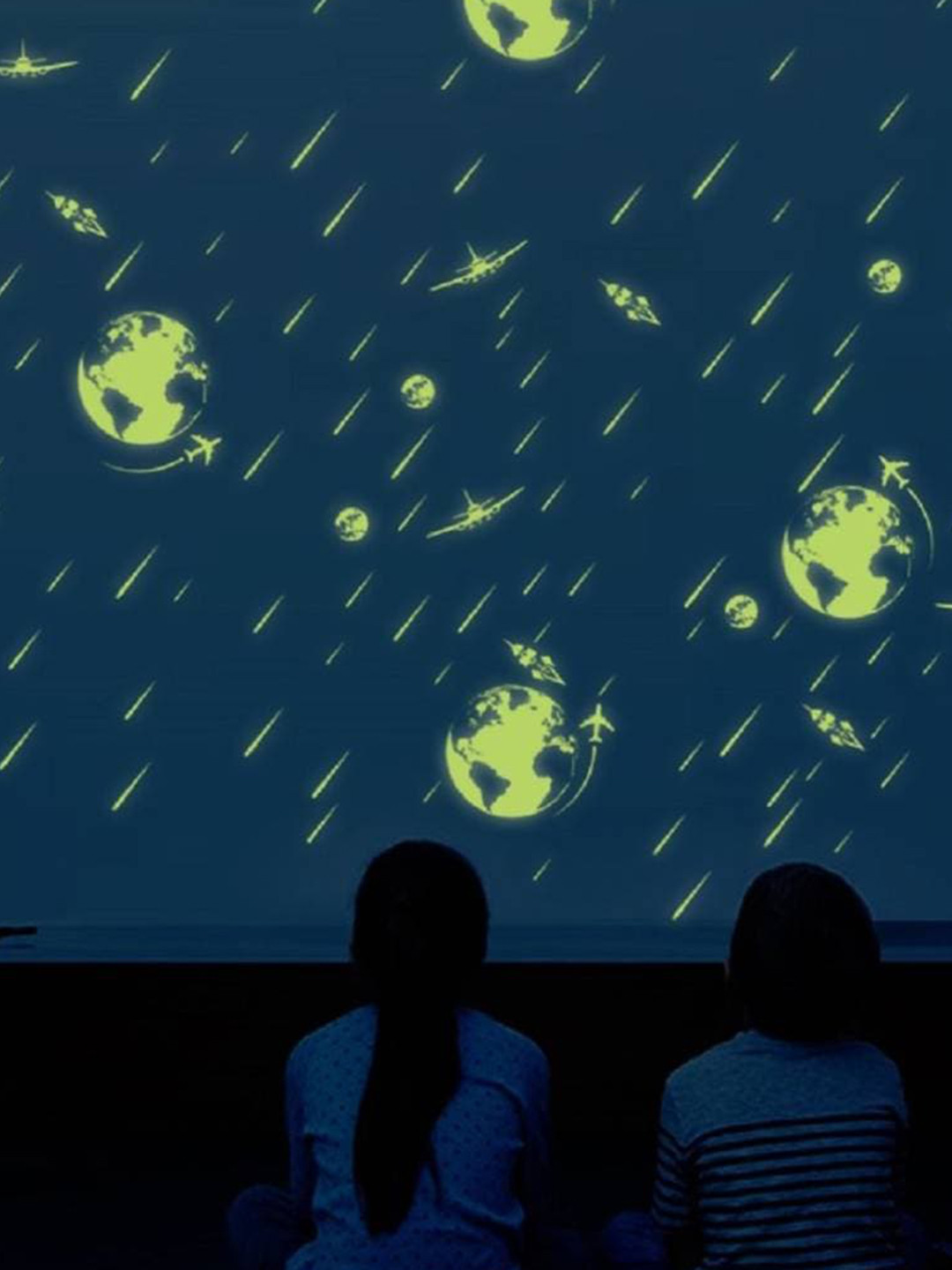 Jaamso Royals Green Radium Mother Earth Glow in Dark Self Adhesive Wall Sticker