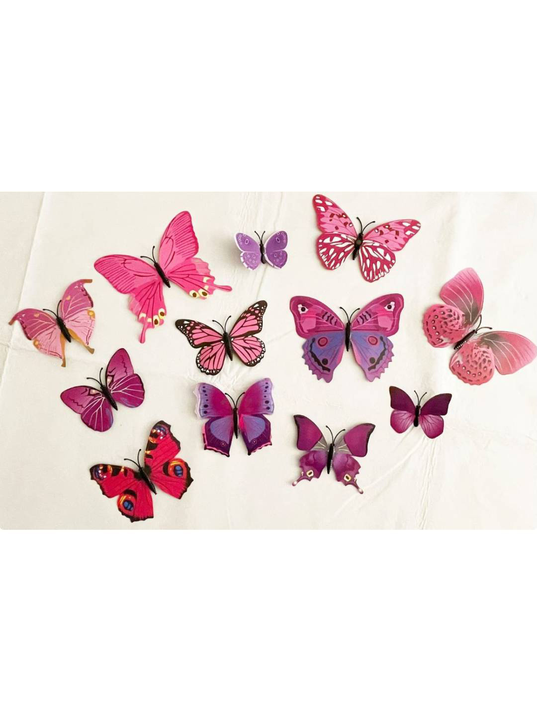 Jaamso Royals Pink & Black 12 Pieces 3D Butterfly Vinyl Self Adhesive Wall Sticker