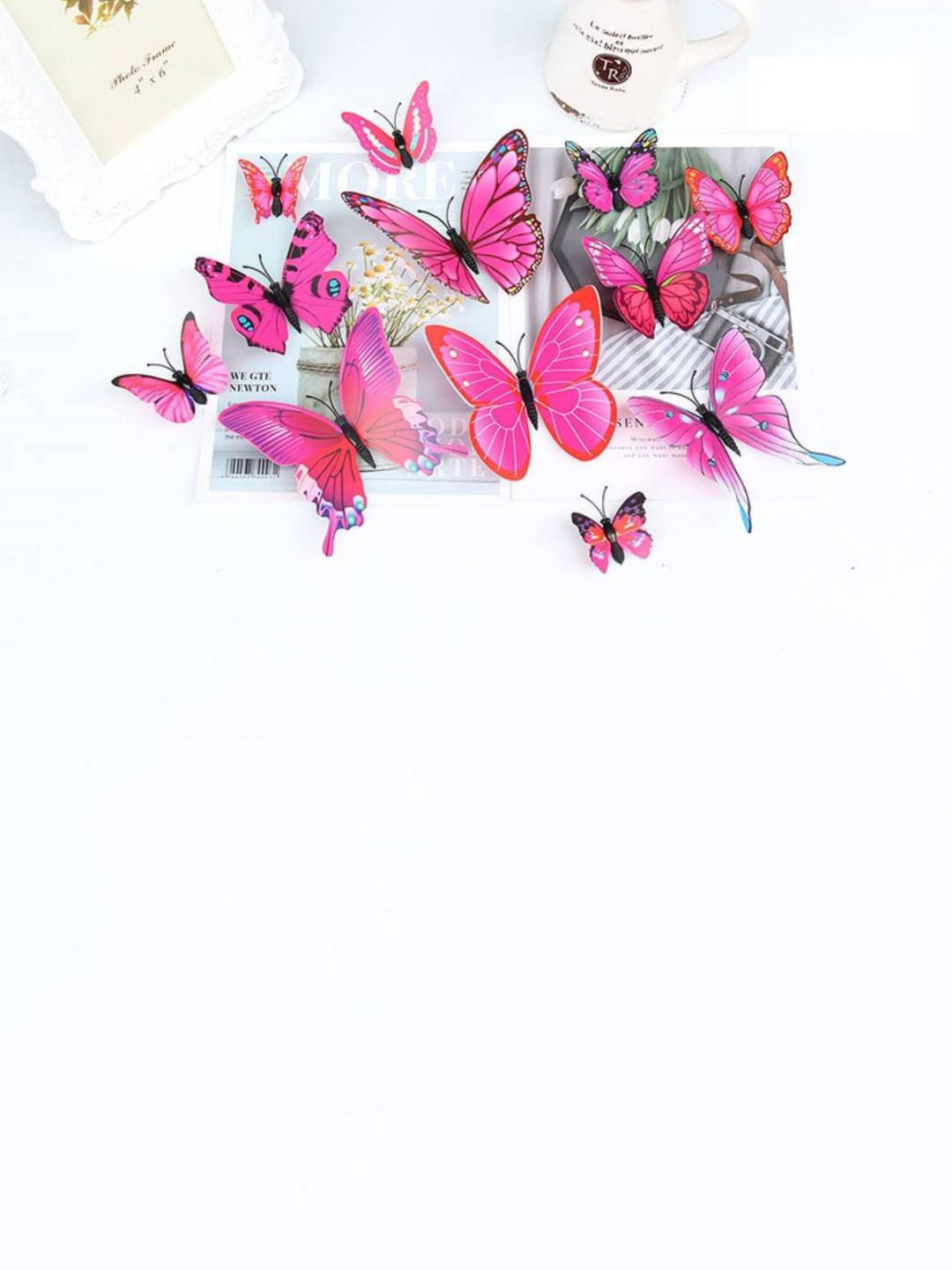Jaamso Royals Pink 12 Pieces 3D Butterfly Wall Stickers