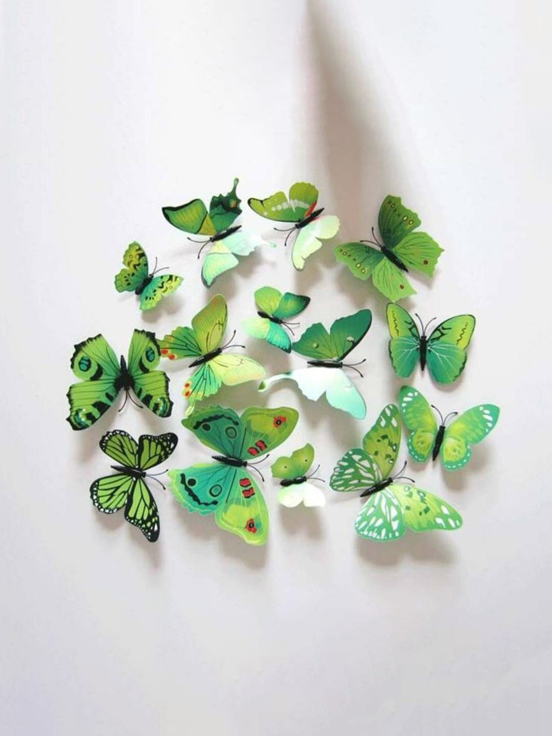 Jaamso Royals 12 Pcs Green 3D Butterfly Wall Sticker