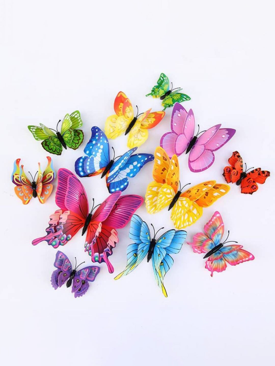 Jaamso Royals Yellow 12 Pieces Self Adhesive 3D Magnet Butterfly Wall Stickers