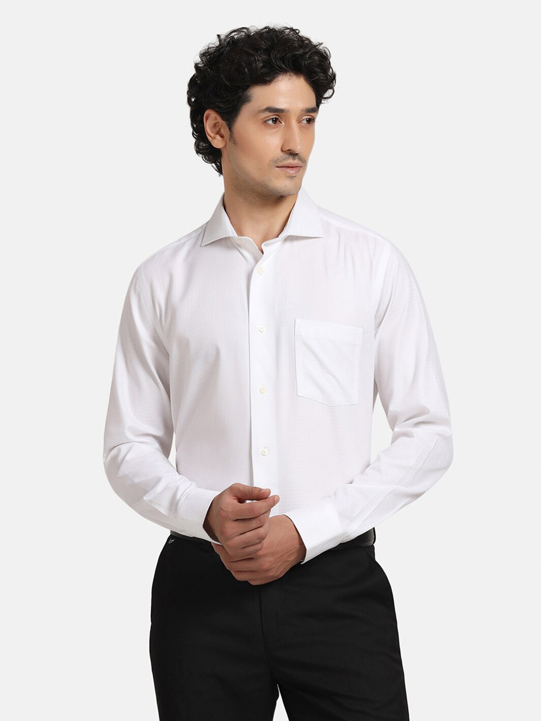 Blackberrys Men Super White Textured Formal Shirt