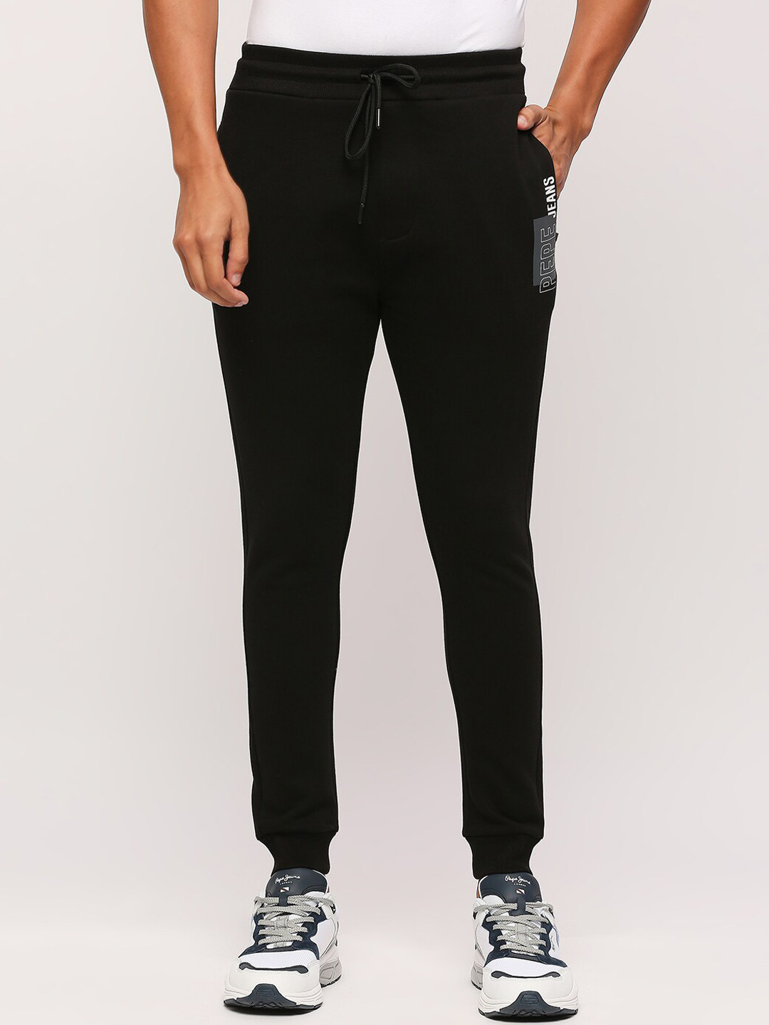 Pepe Jeans Men Brand Logo Printed Mid Rise Regular Fit Joggers