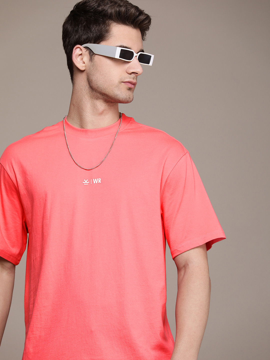 WROGN Applique Cotton Oversized Casual T-shirt