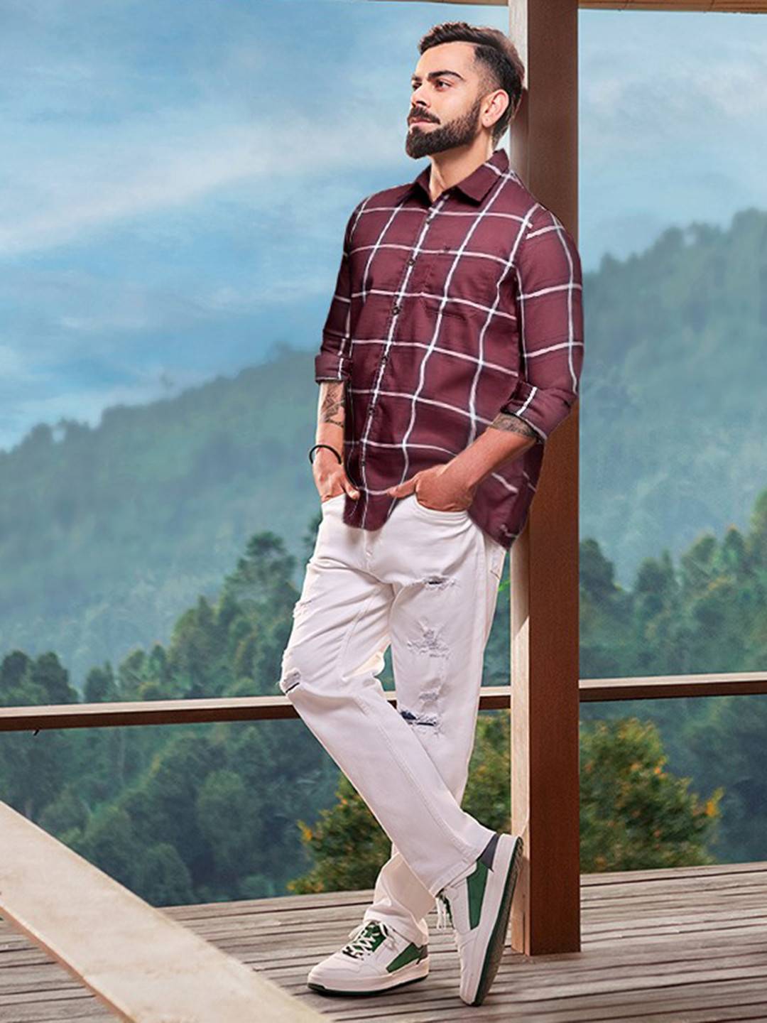 WROGN Slim Fit Checked Casual Shirt