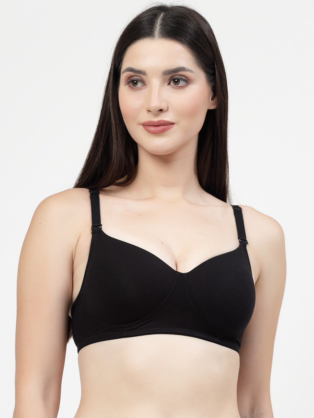 DressBerry Black Non Wired Seamless Padded T-Shirt Bra With All Day Comfort
