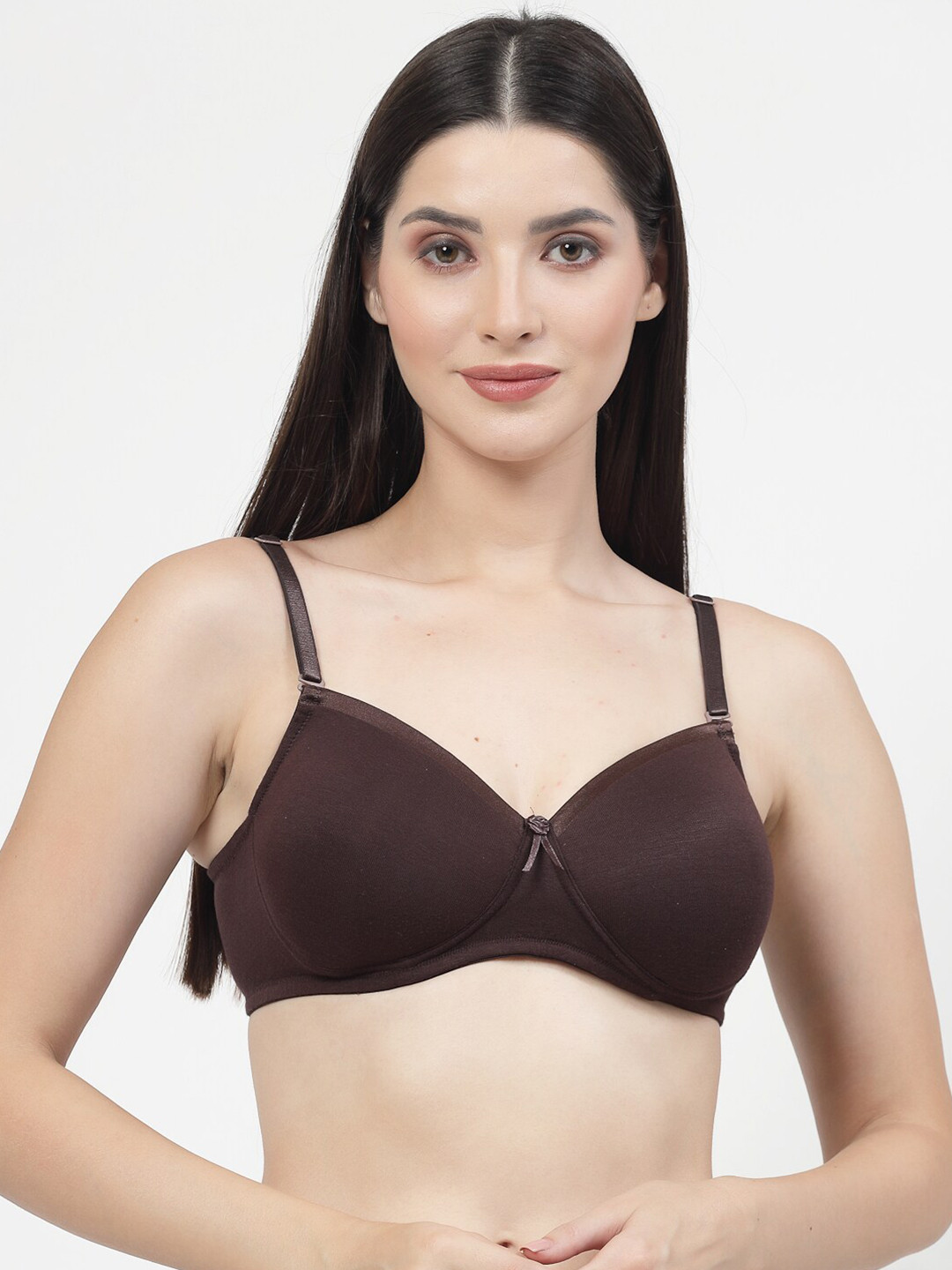 DressBerry Coffee Brown Medium Coverage Padded All Day Comfort T-shirt Bra