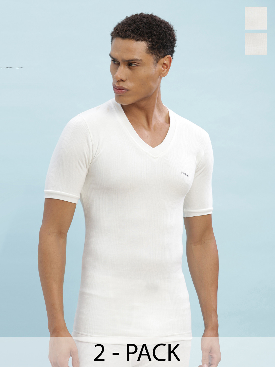 Dollar Ultra Pack Of 2 V-Neck Cotton Thermal Tops
