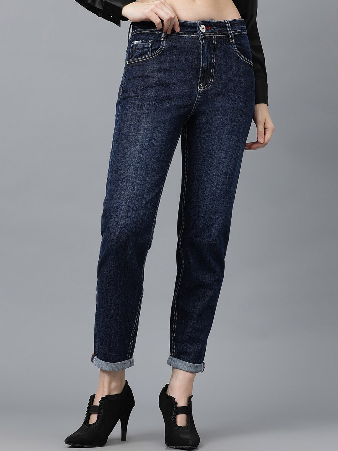 Code 61 Women Boyfriend Fit Clean Look Light Fade Stretchable Jeans