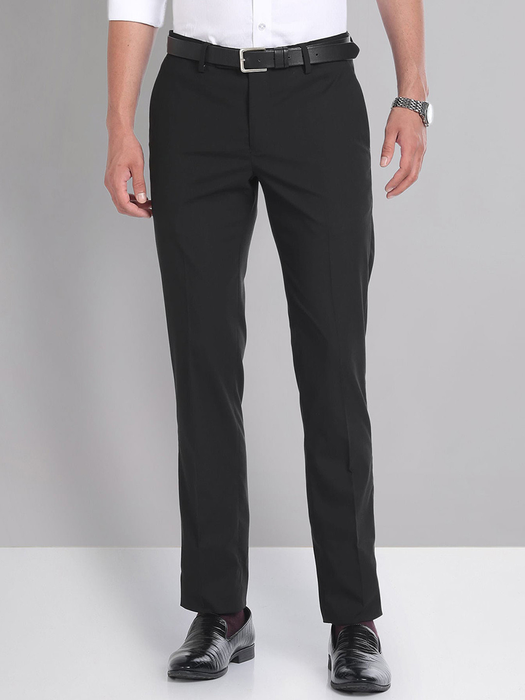 AD By Arvind Mid Rise Flat Front Trousers