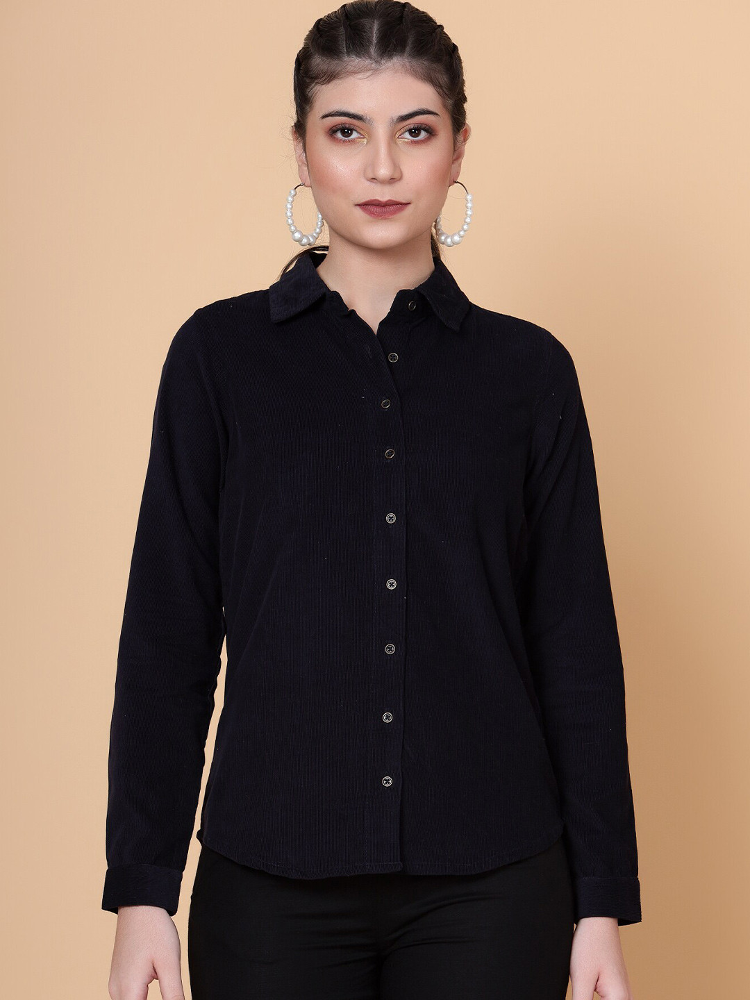 Bani Women Classic Striped Cotton Corduroy Casual Shirt