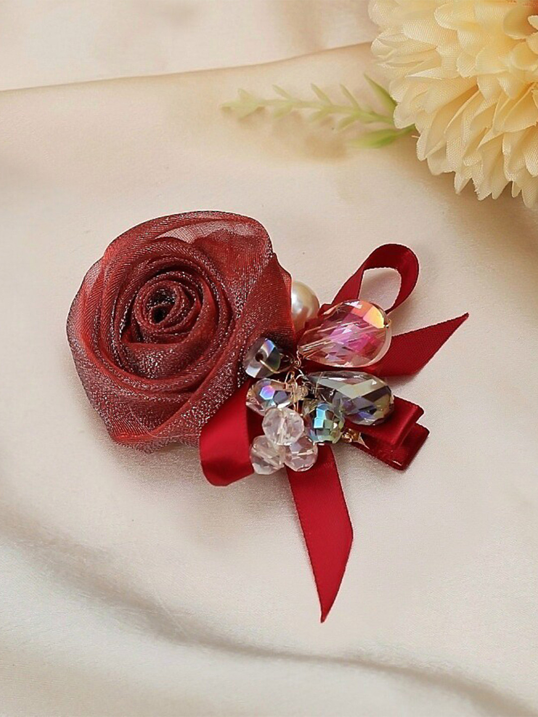 Yellow Bee Rosette and Bow Alligator Hair Clip