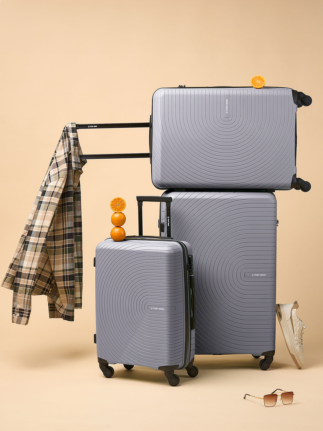 Stony Brook by Nasher Miles Crescent Set Of 3 Hard -Sided Trolley Suitcase - 244 l