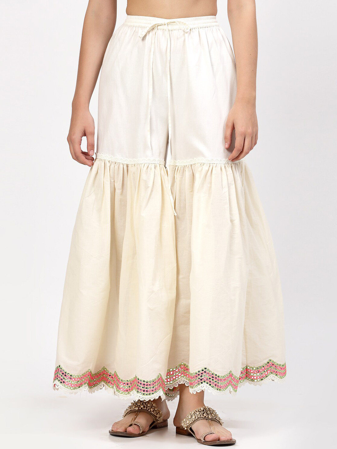 LELA Women Mirror Work Cotton Sharara