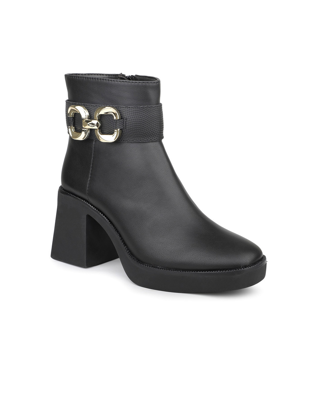 Inc 5 Solid Block Heel Chunky Boots With Buckle Detail