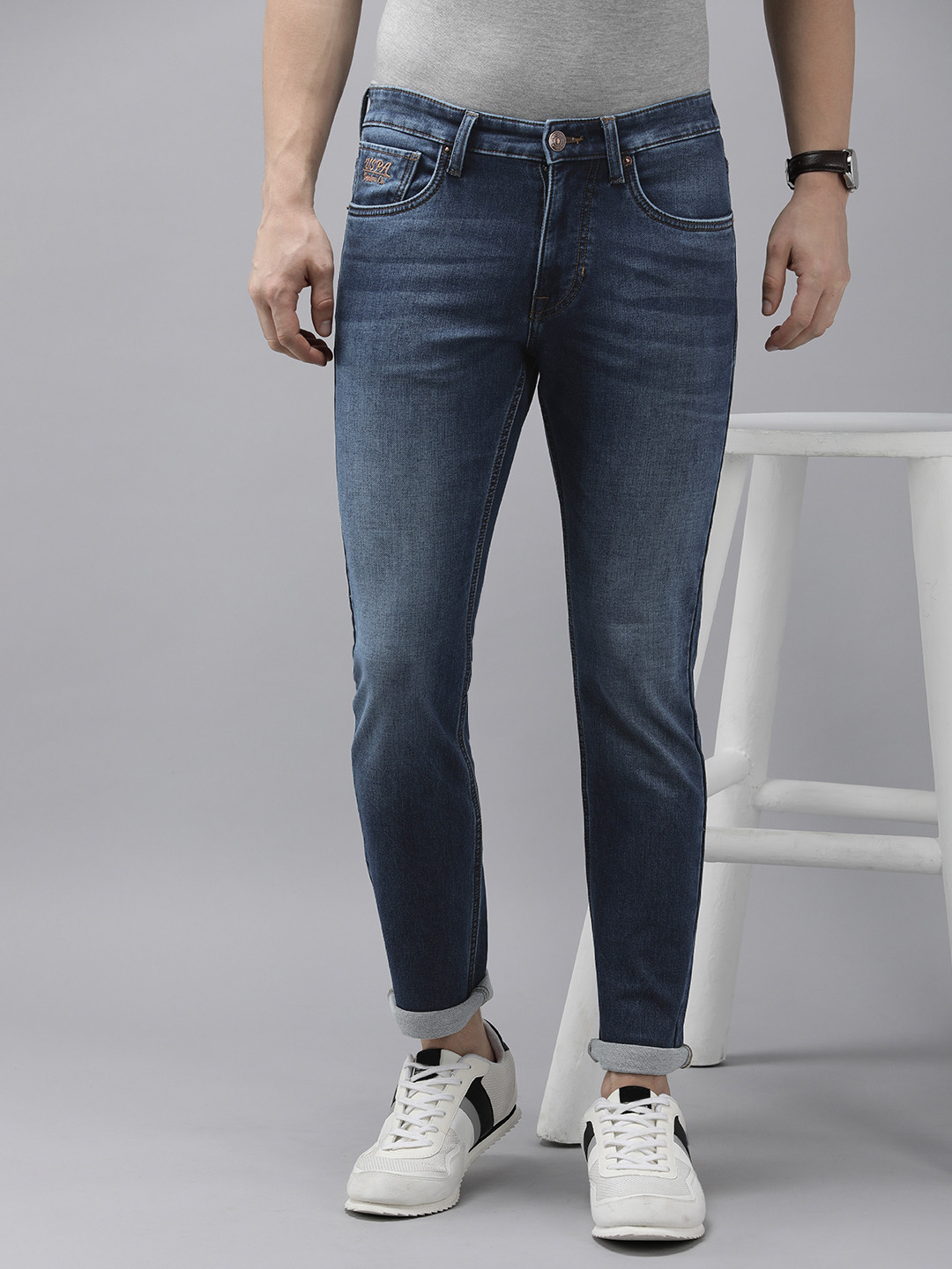 U.S. Polo Assn. Denim Co. Men Mid Rise Brandon Slim Tapered Fit Stretchable Jeans