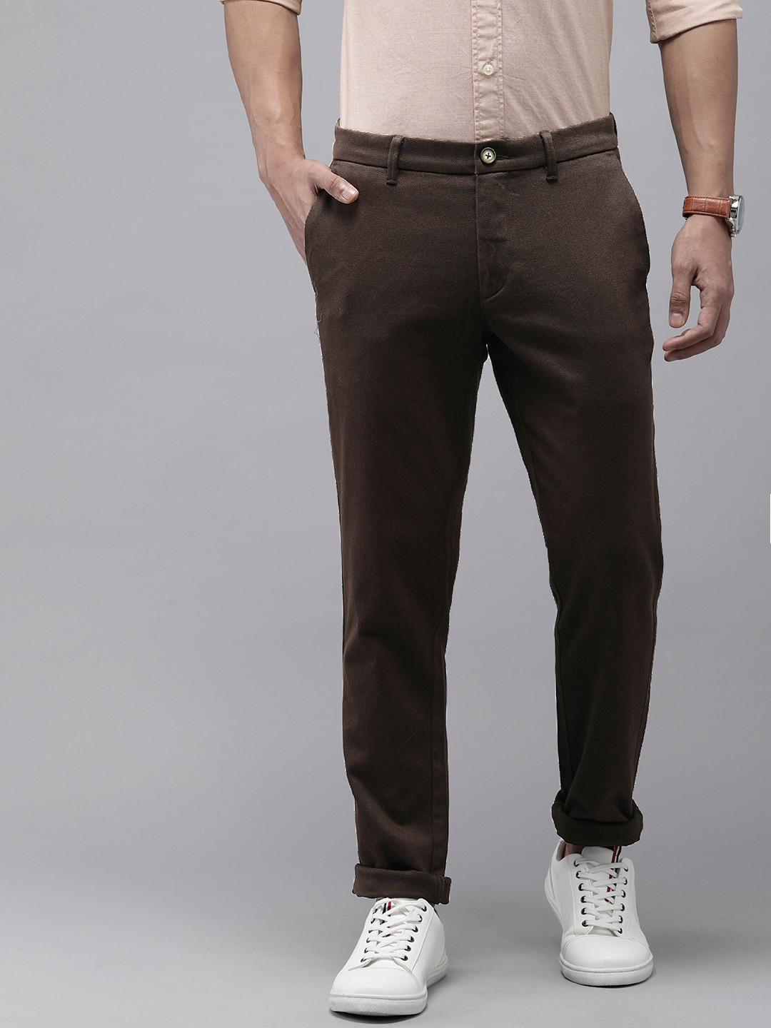 U.S. Polo Assn. Men Textured Austin Slim Fit Chinos Trousers