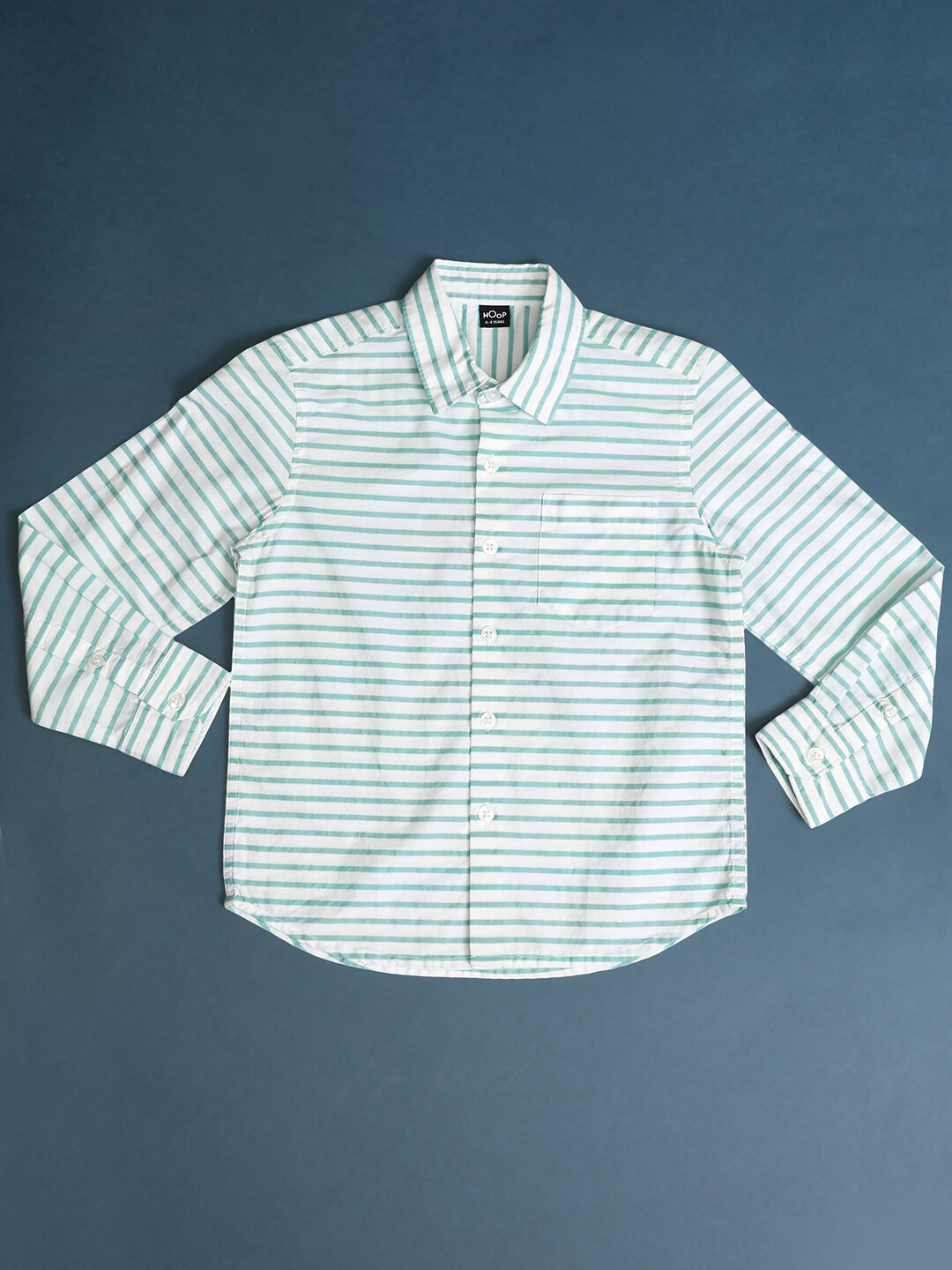 Hoop Boys Regular Fit Horizontal Stripes Cotton Casual Shirt
