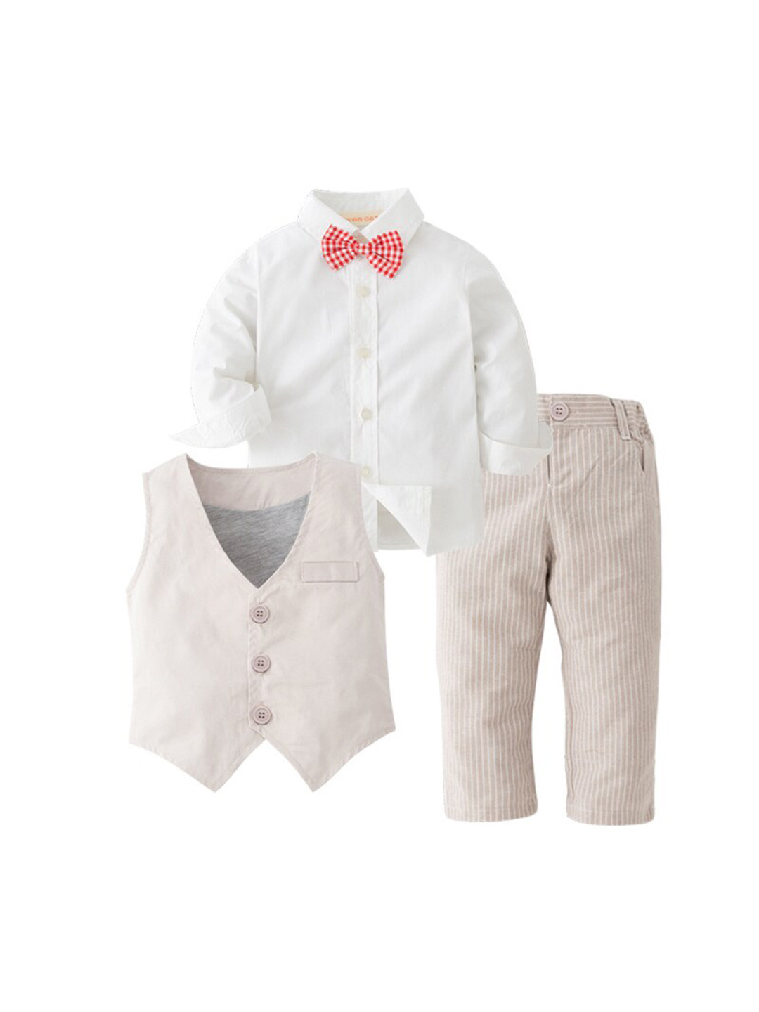 StyleCast Boys White  Striped 3 Piece Suit