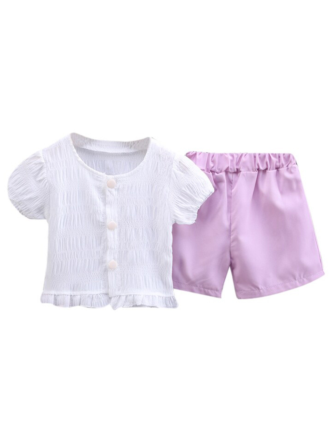 StyleCast Girls Purple & White Self Design Top With Shorts