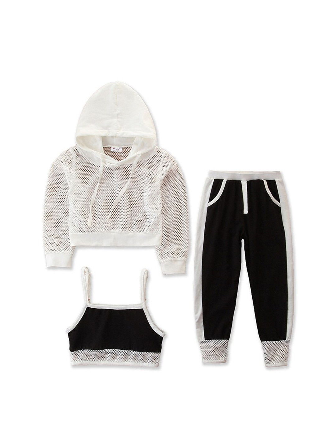 StyleCast Girls White Woven Design Top and T-shirt With Trousers