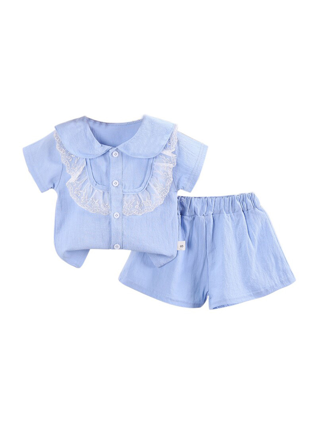 StyleCast Girls Blue Ruffles Detail Shirt with Pyjamas