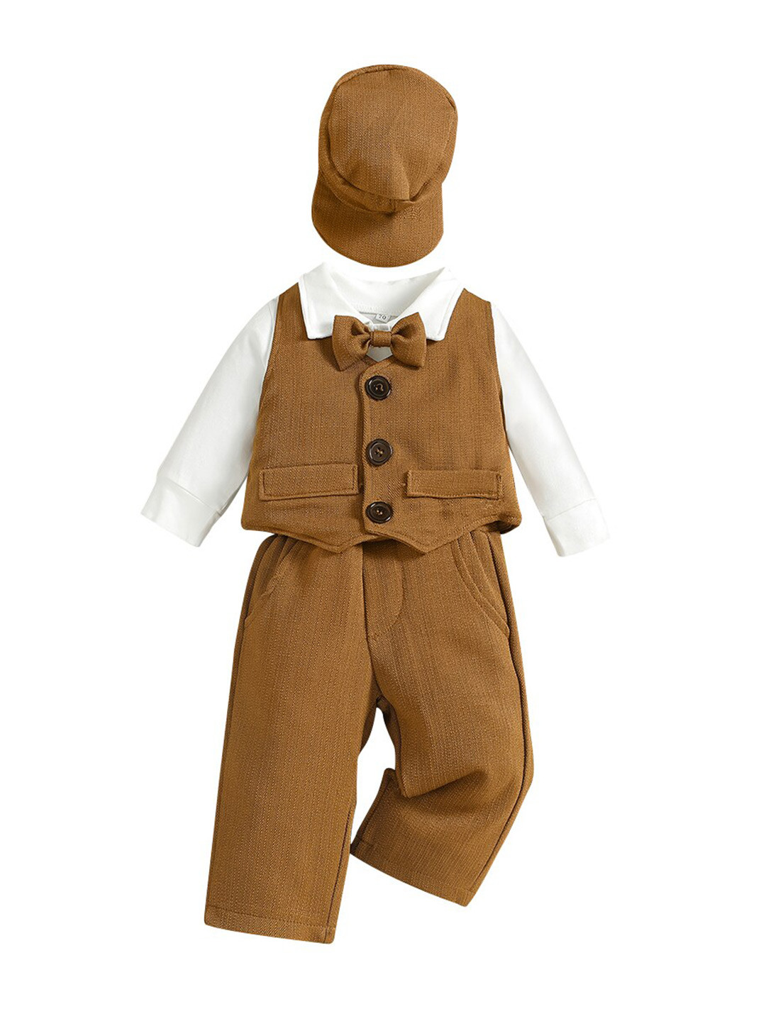 StyleCast Boys Brown Shirt Collar Clothing Set