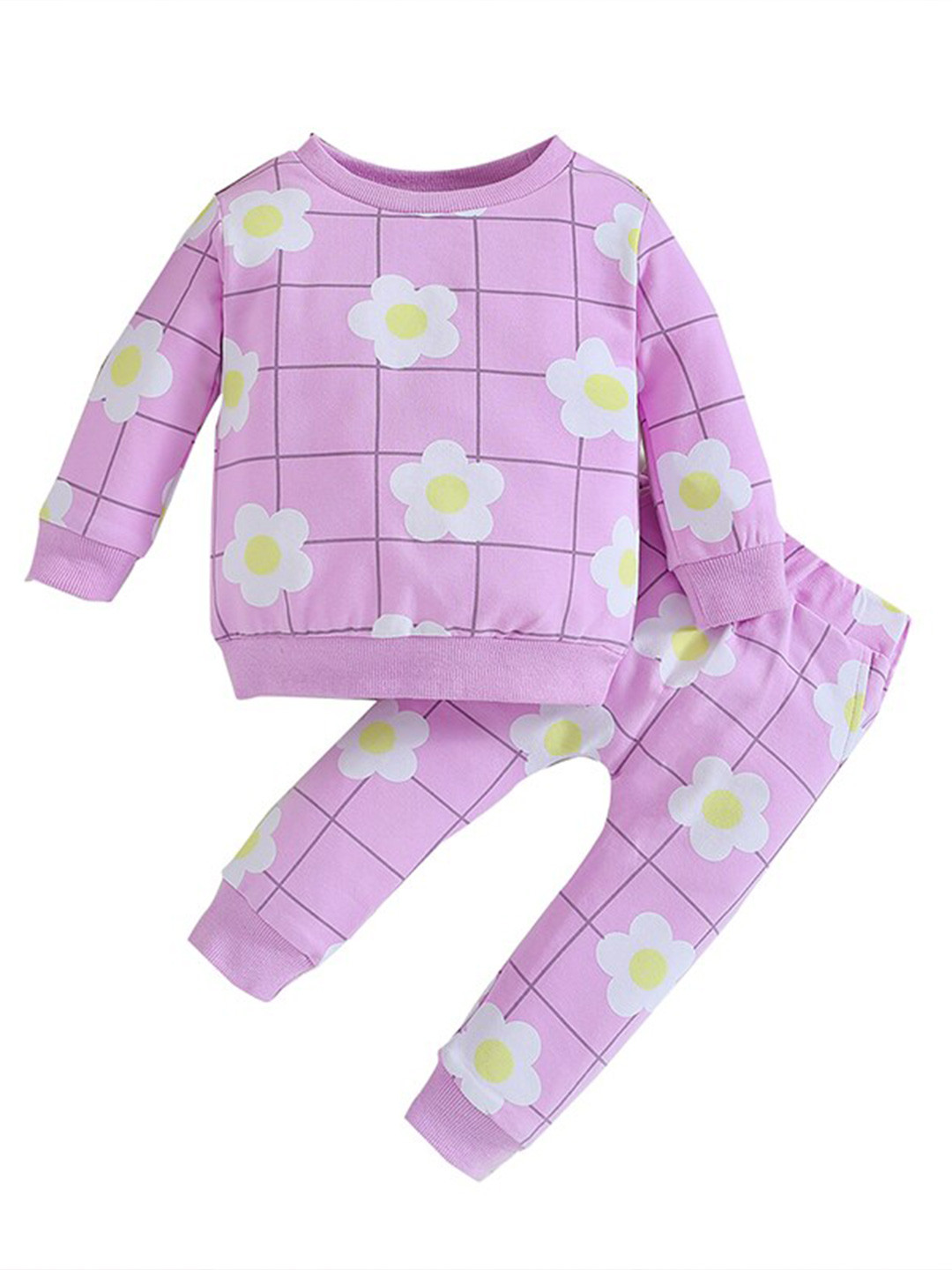 StyleCast Girls Purple Checked Sweatshirt with Pyjamas