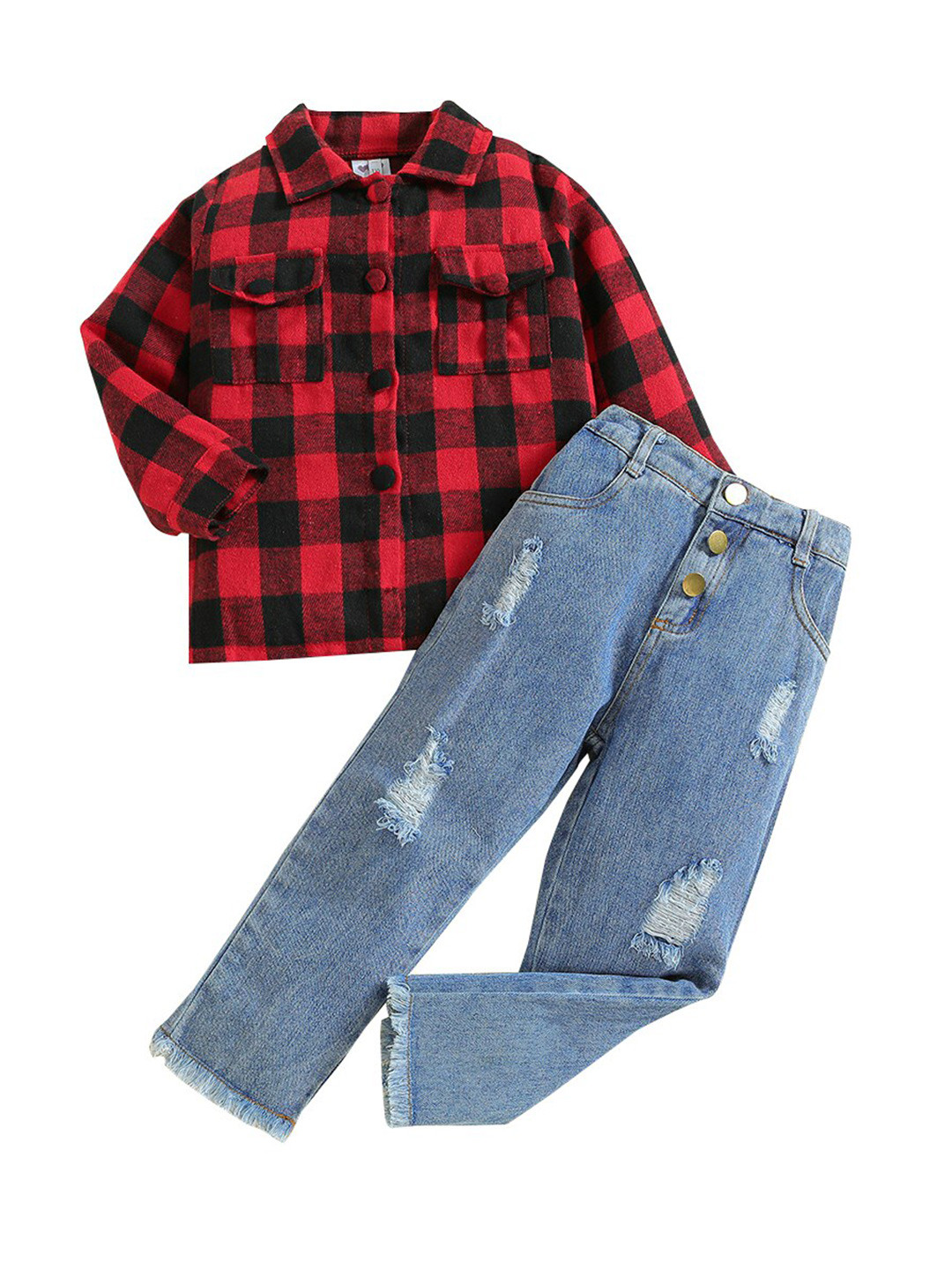 StyleCast Boys Red Checked Shirt with Trousers