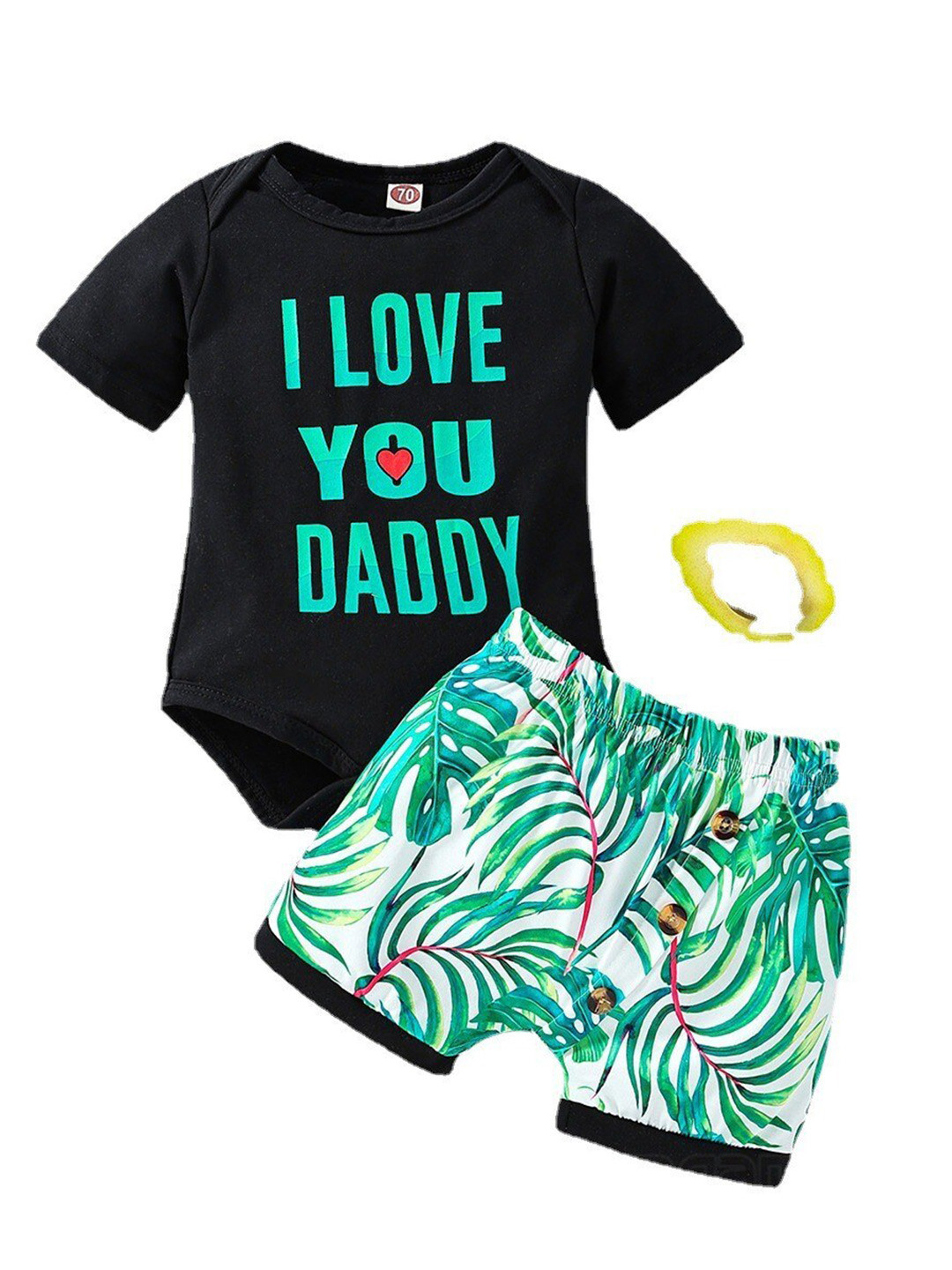 StyleCast Infant Boys Black Printed Bodysuit with Shorts