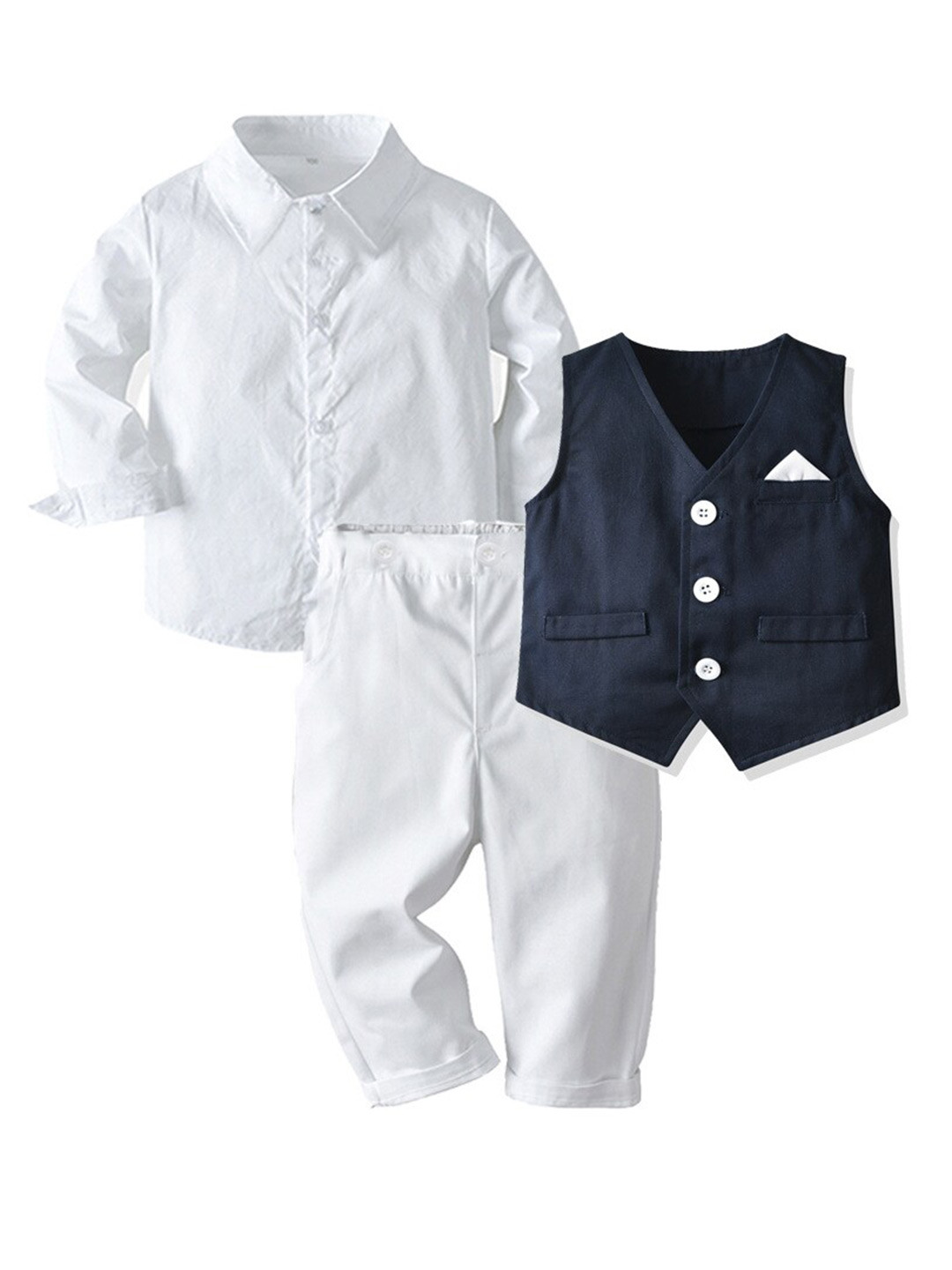 StyleCast Boys  Navy blue & White 3 Piece Suit
