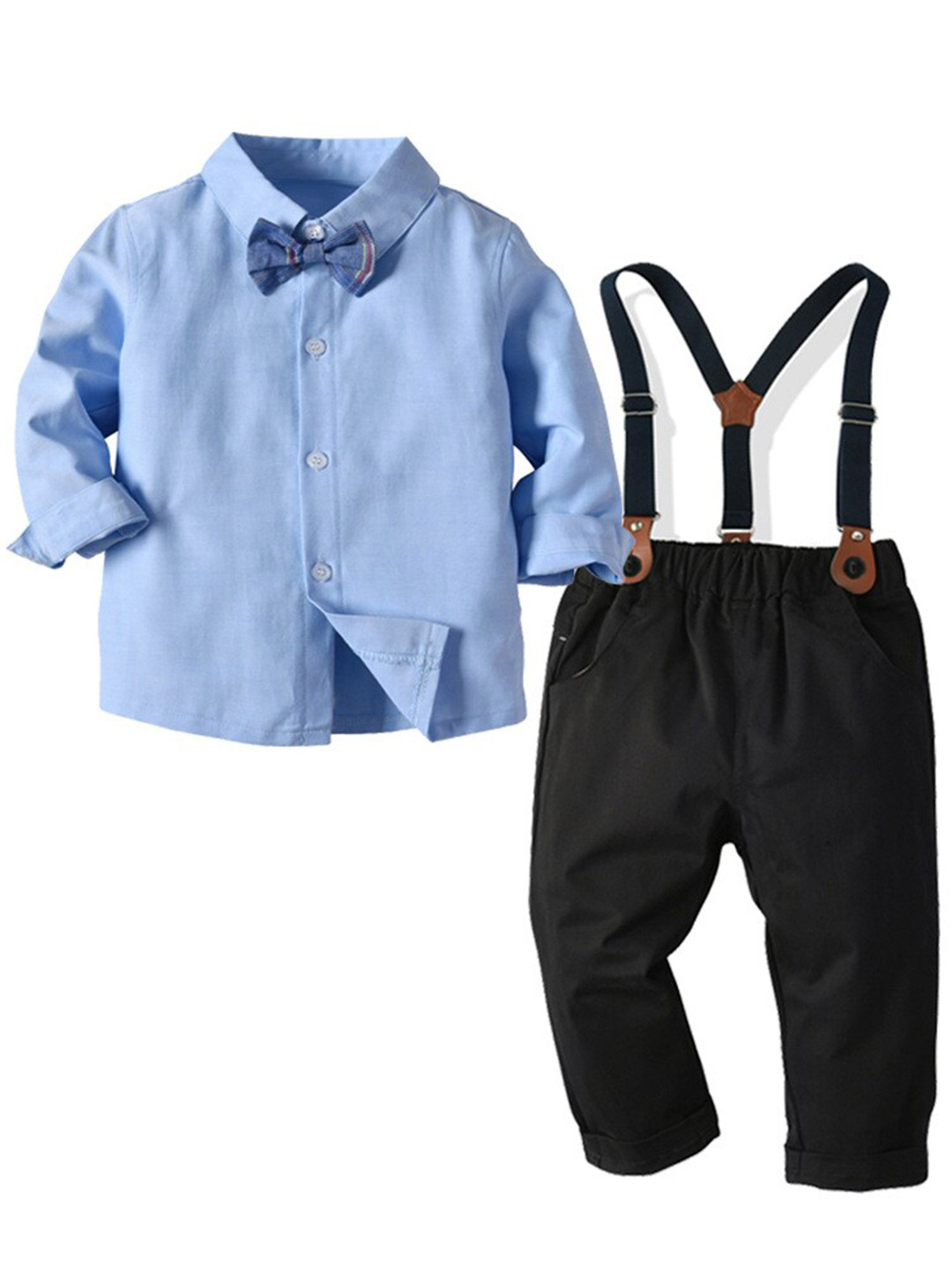 StyleCast Boys Blue Shirt Collar Long Sleeve Shirt With Trouser & Suspender