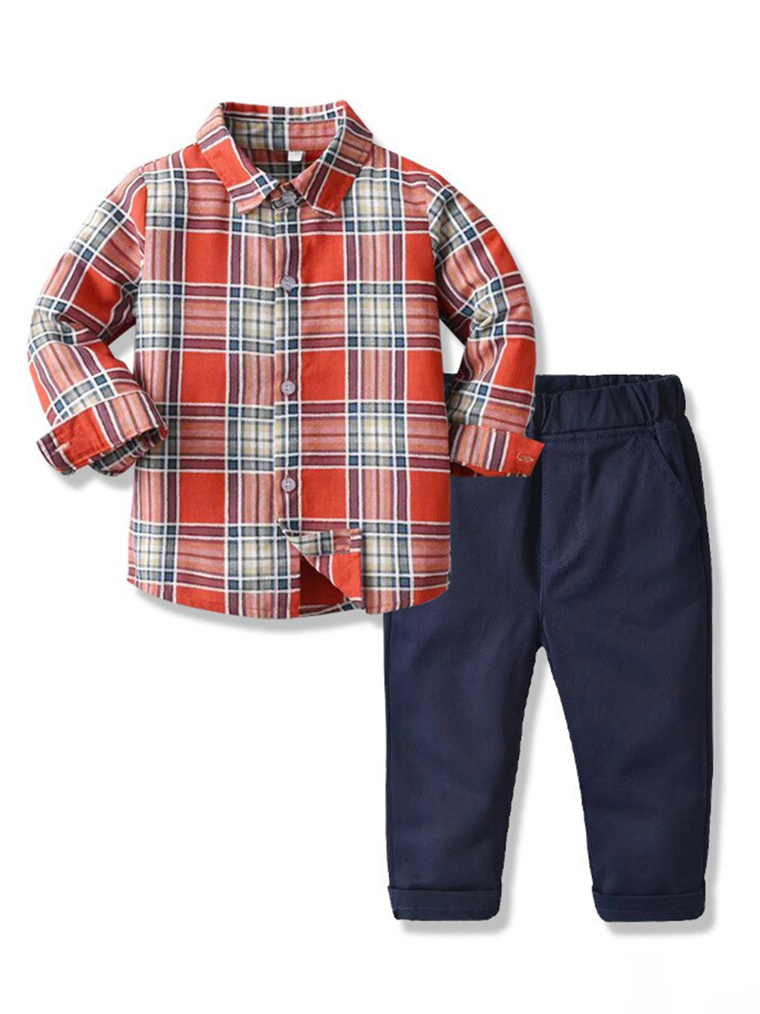 StyleCast Boys Red Checked Shirt with Trousers