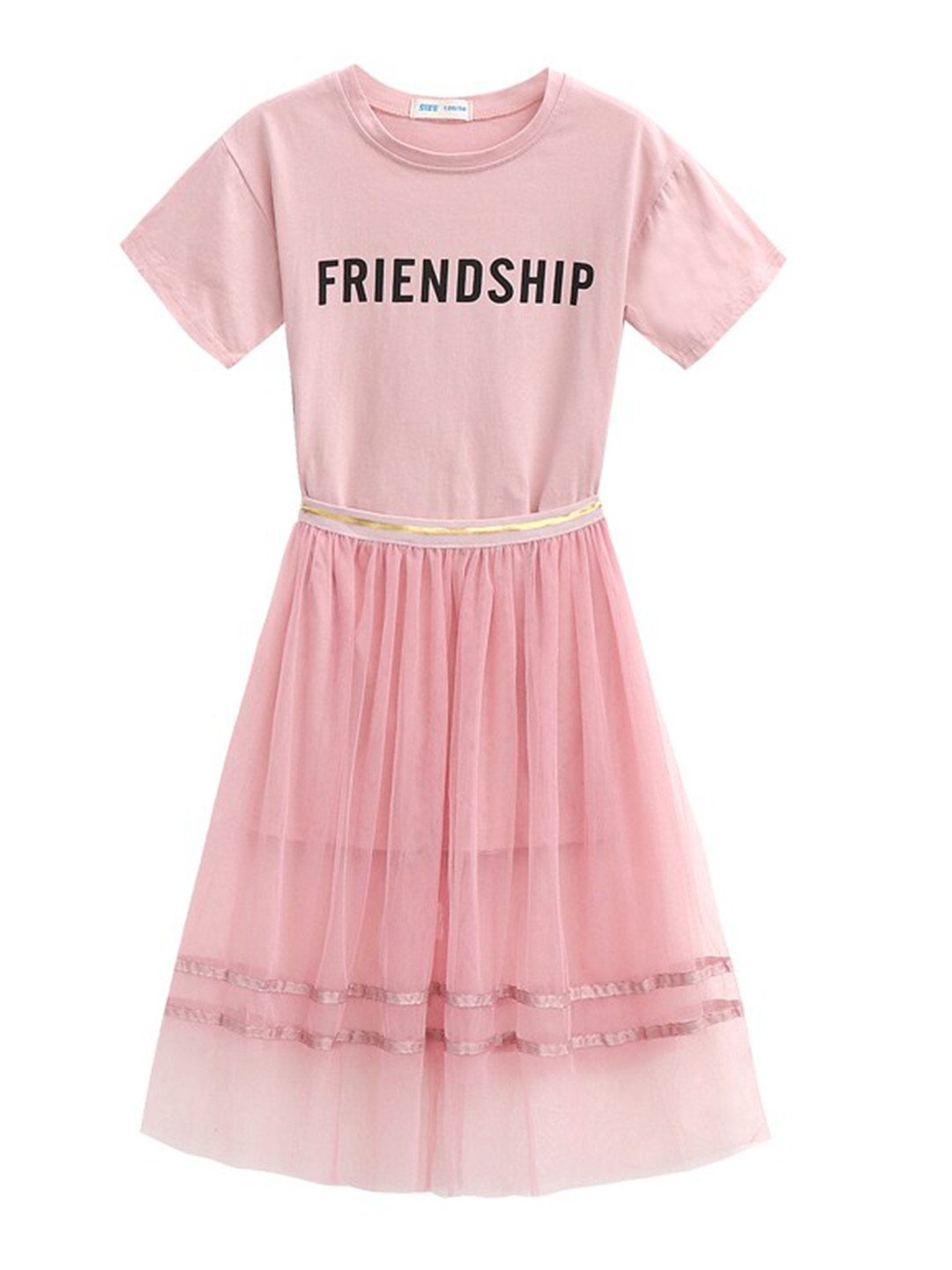 StyleCast Girls Pink & Black Friendship Printed Top With Skirt