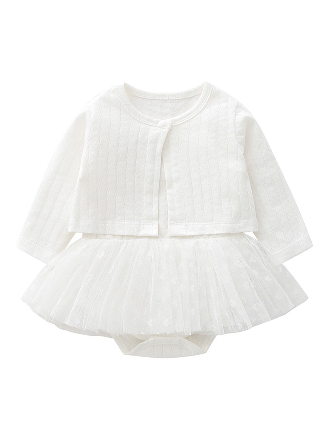 StyleCast Infant Girls White Striped Long Sleeves Cotton Bodysuit