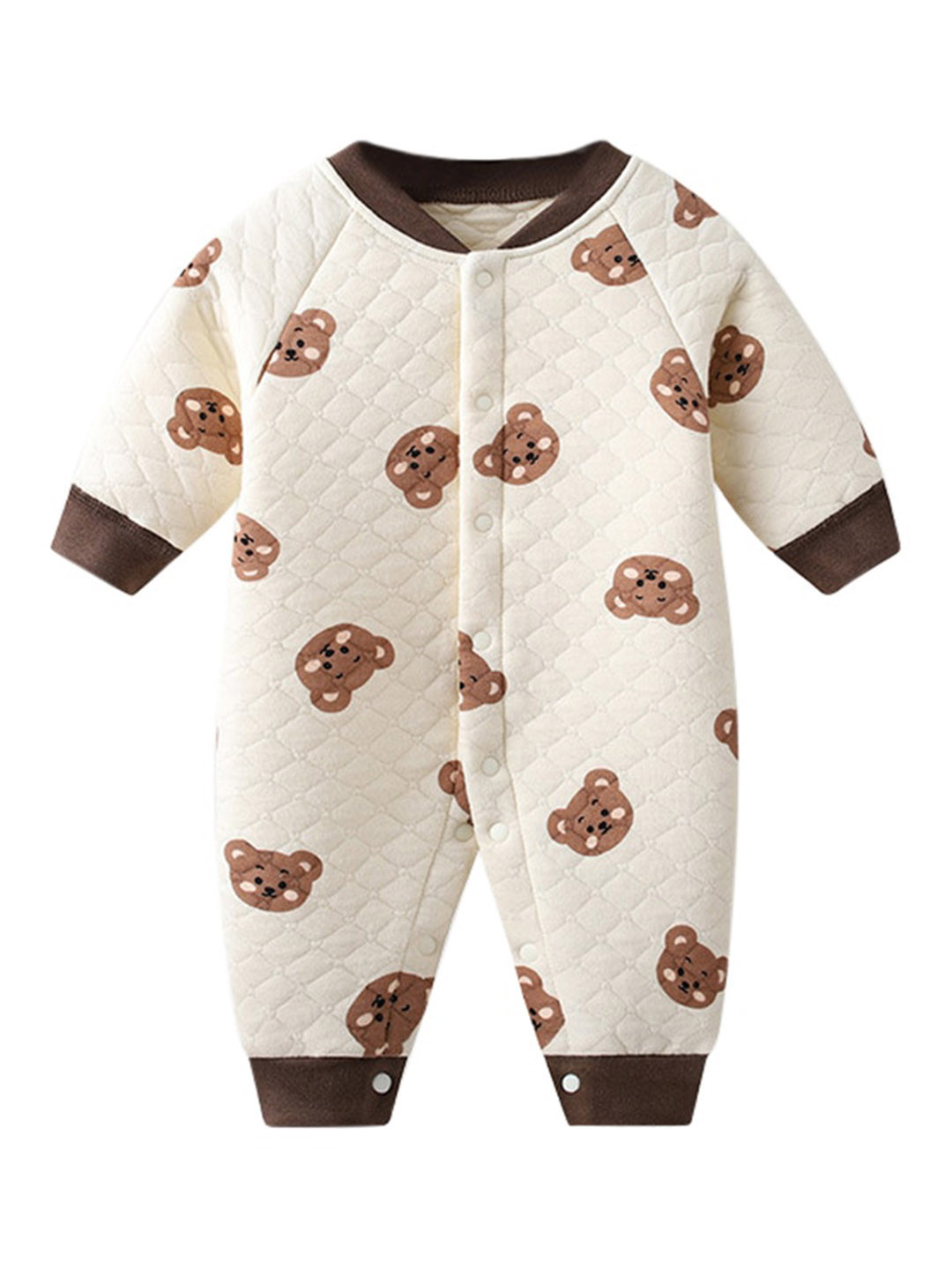StyleCast Cream & Brown Infant Boys Graphic Printed Cotton Rompers