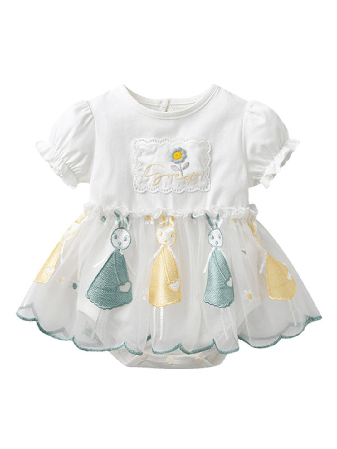 StyleCast White Infant Girls Embroidered Cotton Bodysuit
