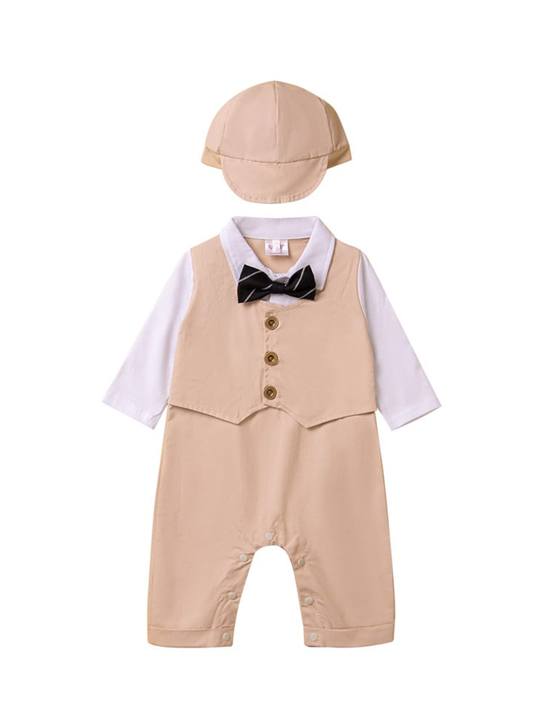 StyleCast Infant Boys Khaki Cotton Rompers