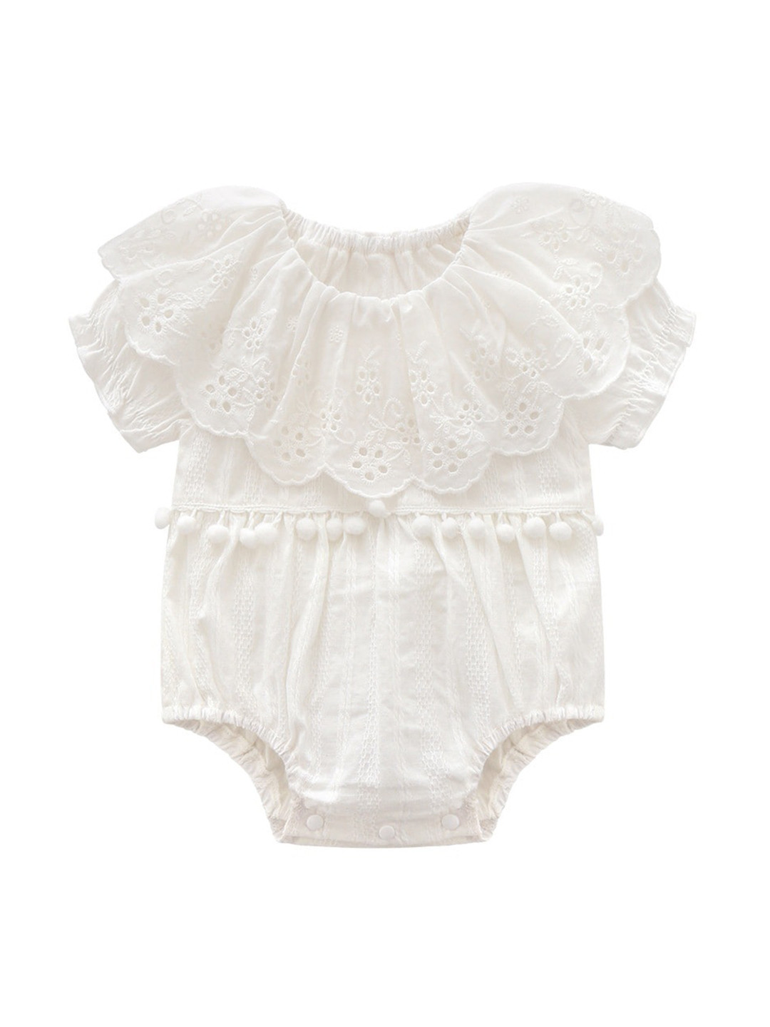 StyleCast White Infants Girls Ruffles Self Design Cotton Bodysuit