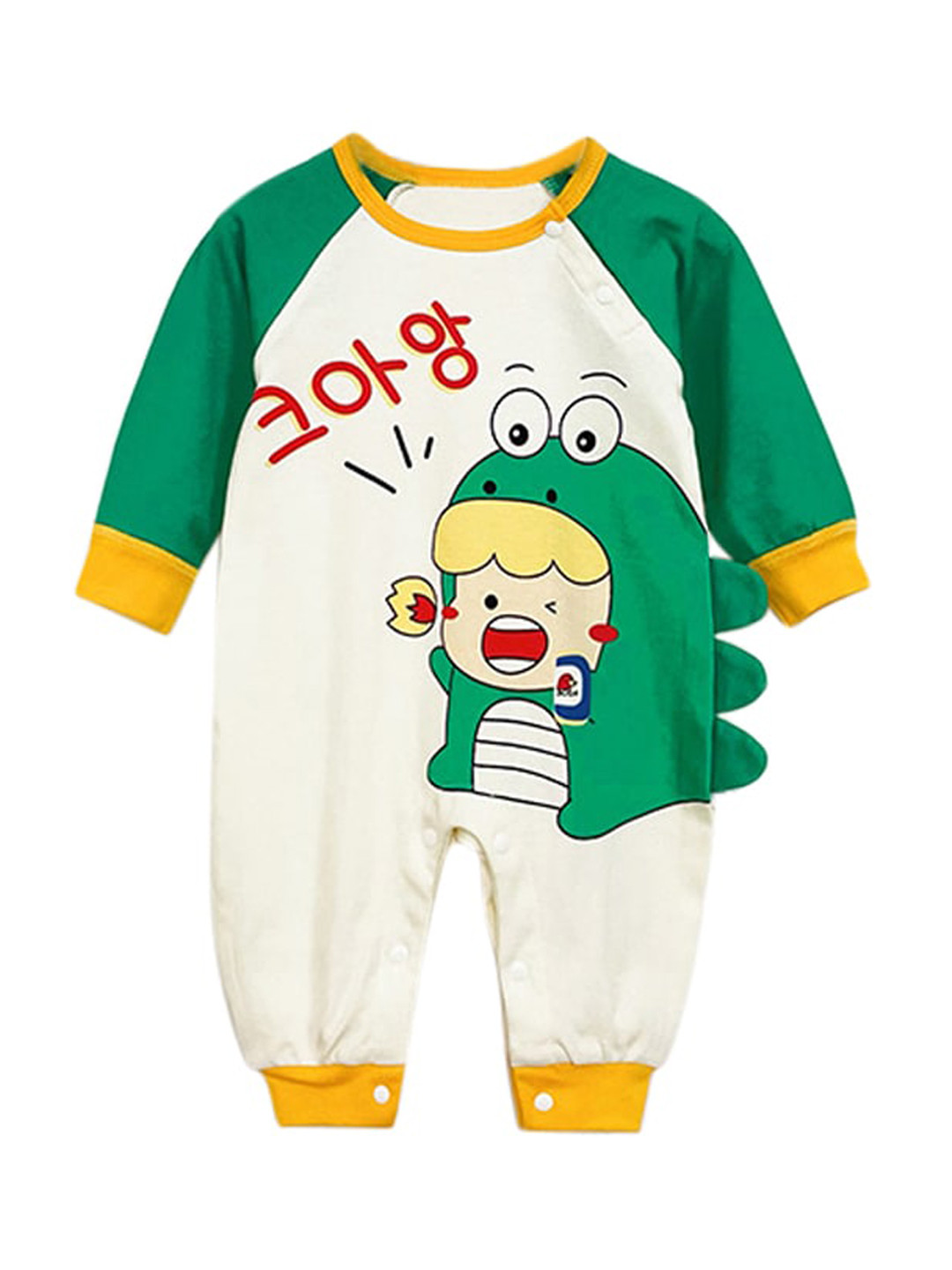 StyleCast Green Infants Boys Printed Pure Cotton Rompers