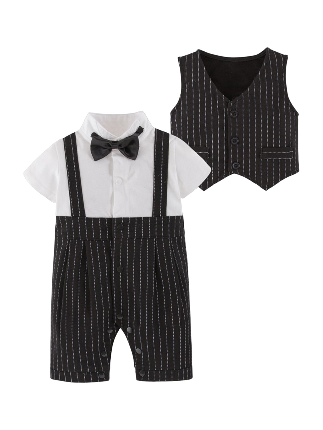 StyleCast Infants Boys Striped Cotton Romper With Jacket