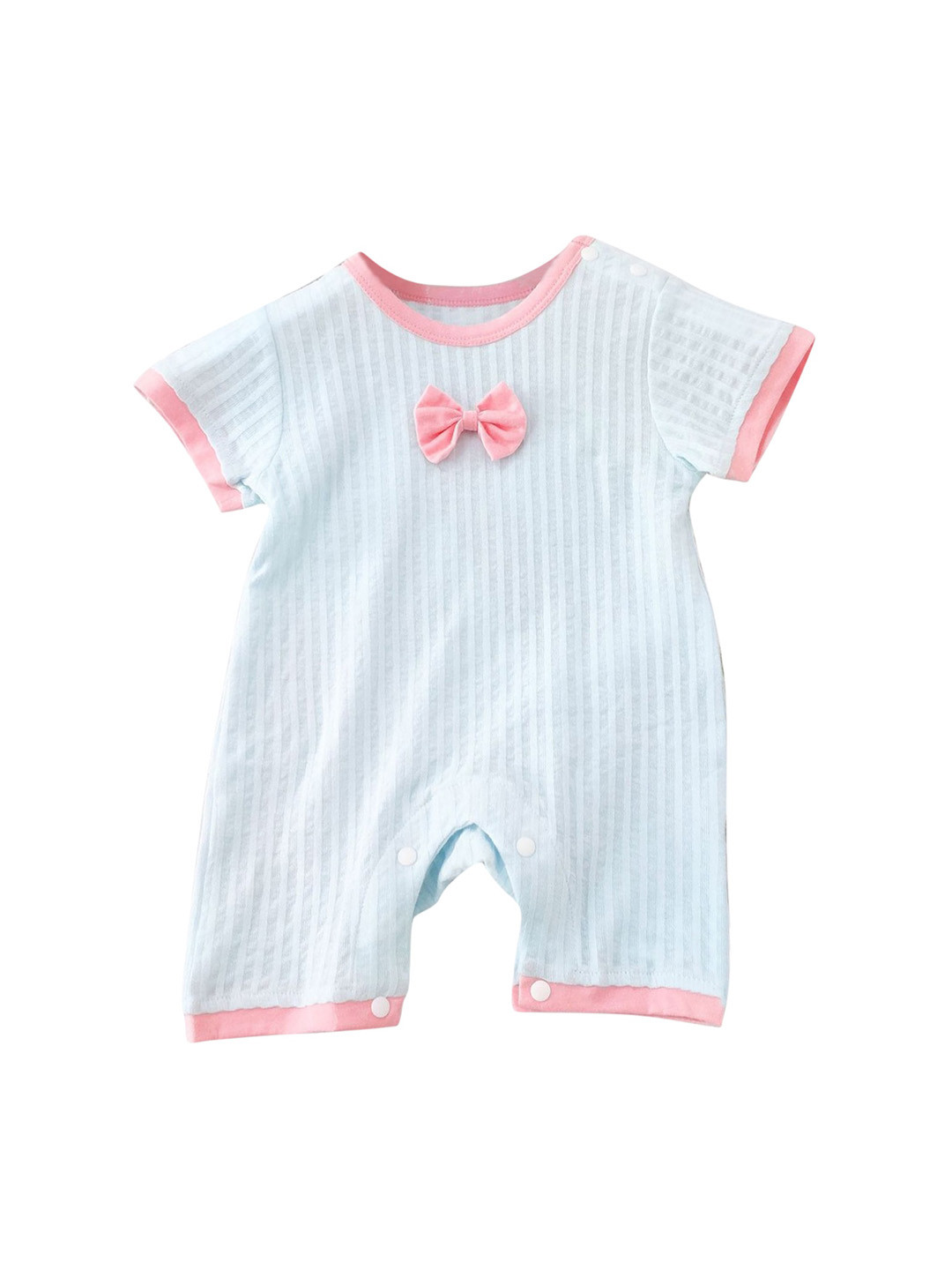 StyleCast Blue Infant Girls Striped Round Neck Short Sleeves Cotton Romper