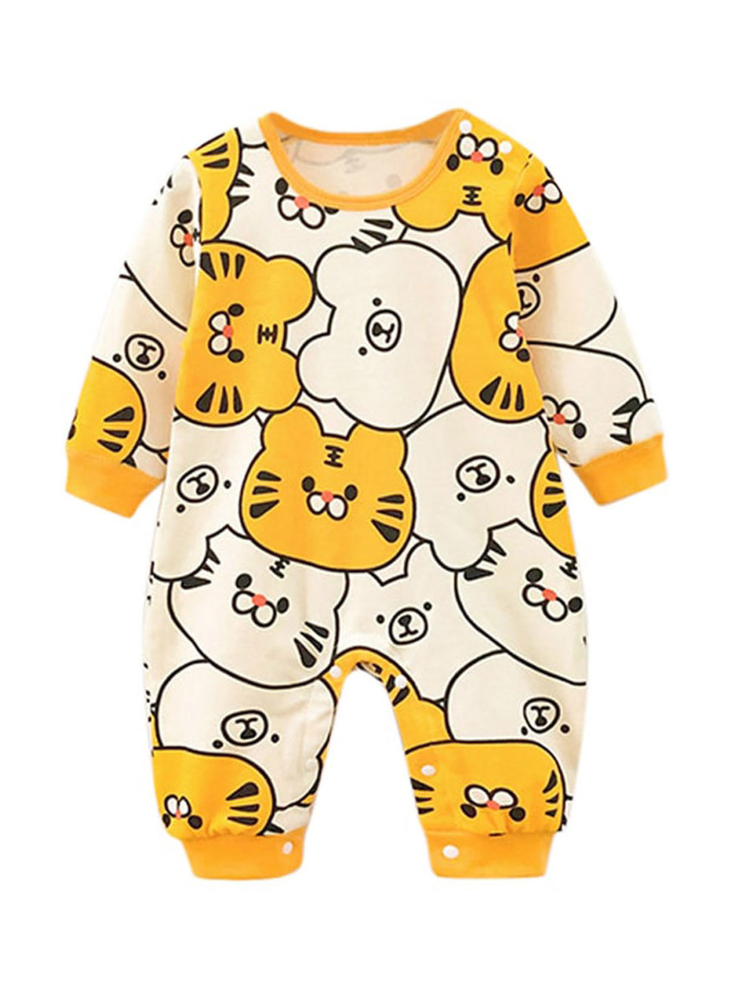 StyleCast Yellow Infant Boys Conversational printed Round Neck Cotton Rompers