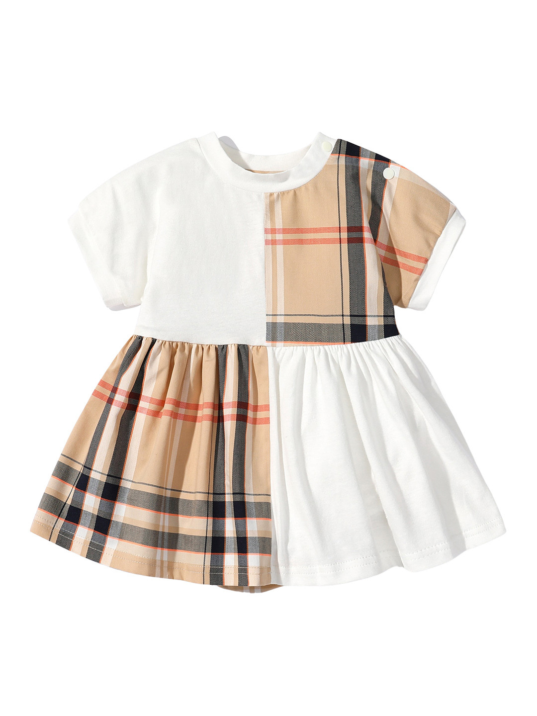 Buy StyleCast Infant Khaki Checked Frock Style Cotton Bodysuit