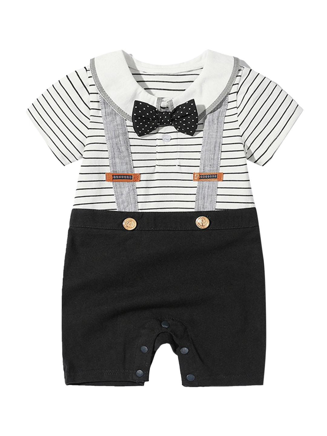 StyleCast Infant Grey Striped Cotton Rompers