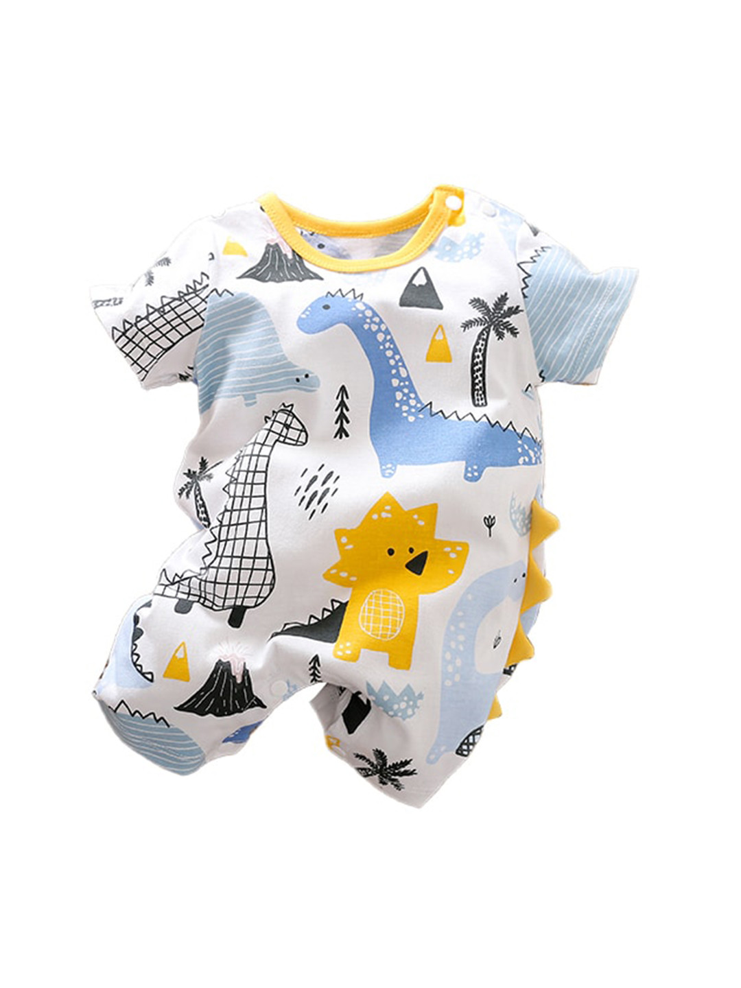 StyleCast Infant Boys White Printed Cotton Rompers